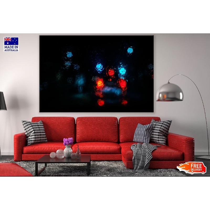 Blue Red Color Spots Digital Abstract Design Print 100% Australian Made