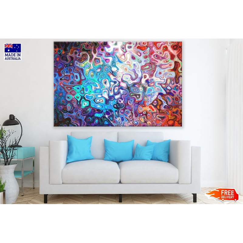 Blue & Red Pattern Abstract Design Print 100% Australian Made