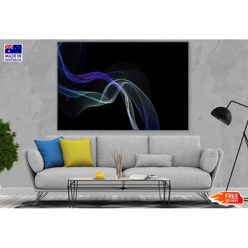 Blue & White Digital Lines Abstract Design Print 100% Australian Made