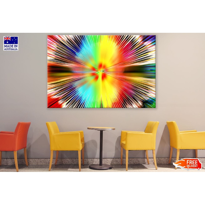 Blue Yellow & Red Digital Abstract Design Print 100% Australian Made