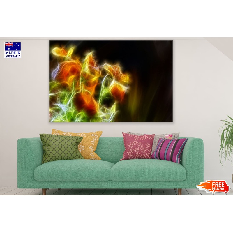 Orange Gold & Green Digital Abstract Design Print 100% Australian Made