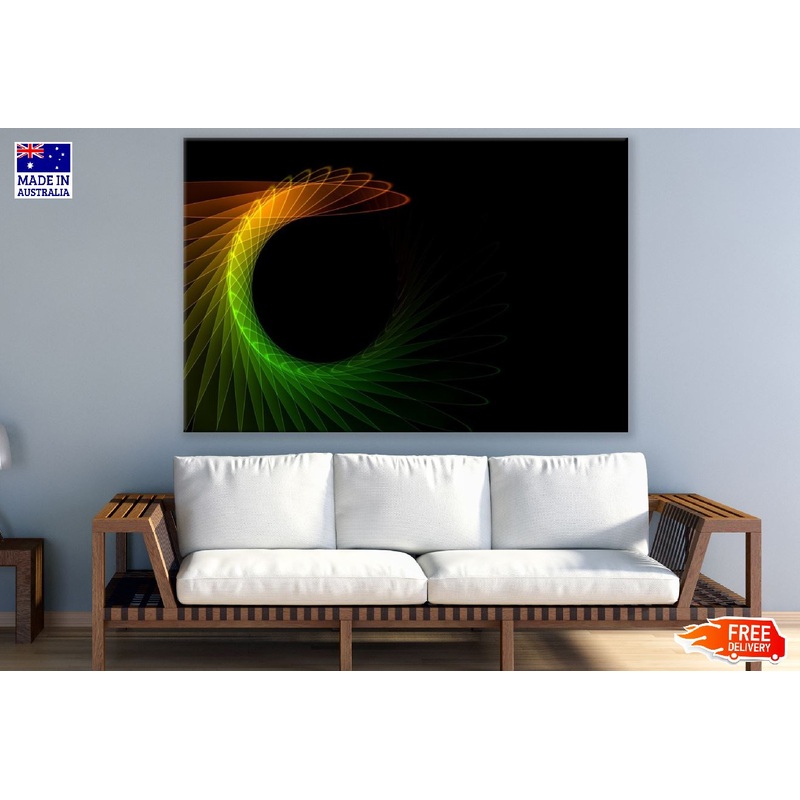 Orange & Green Digital Lines Abstract Design Print 100% Australian Made