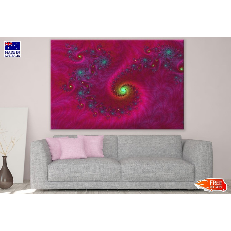 Pink & Blue Fractal Spiral Abstract Design Print 100% Australian Made