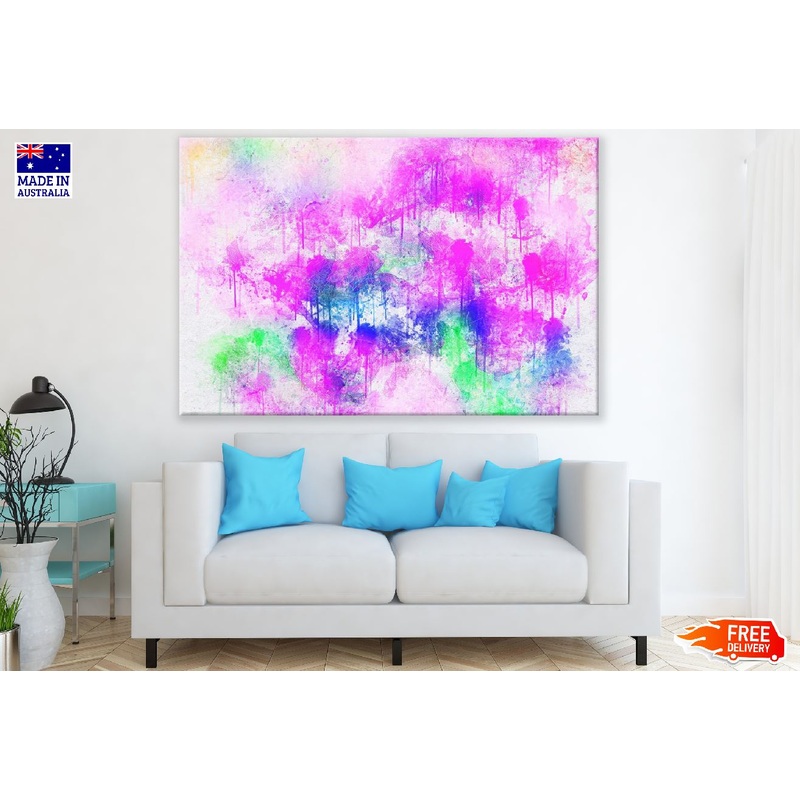 Pink Blue & Green Color Splash Abstract Design Print 100% Australian Made