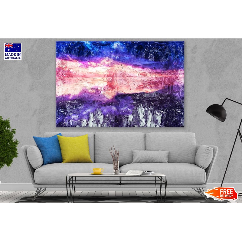 Pink Blue & Purple Paint Abstract Design Print 100% Australian Made