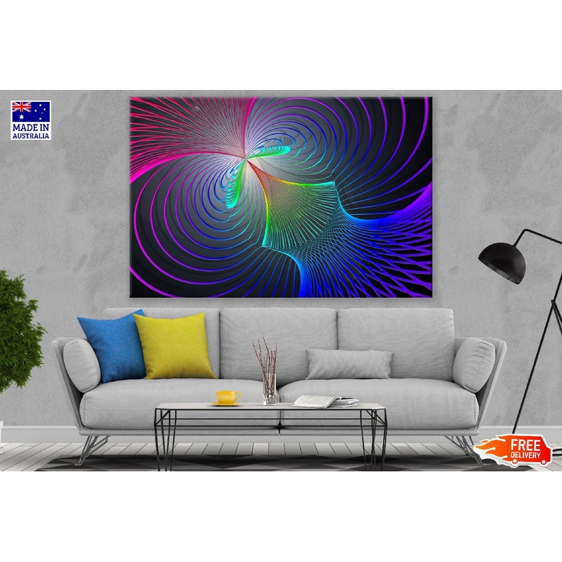 Pink Green & Blue Digital Lines Abstract Design Print 100% Australian Made