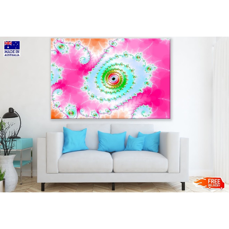 Pink & Green Fractal Spiral Abstract Design Print 100% Australian Made