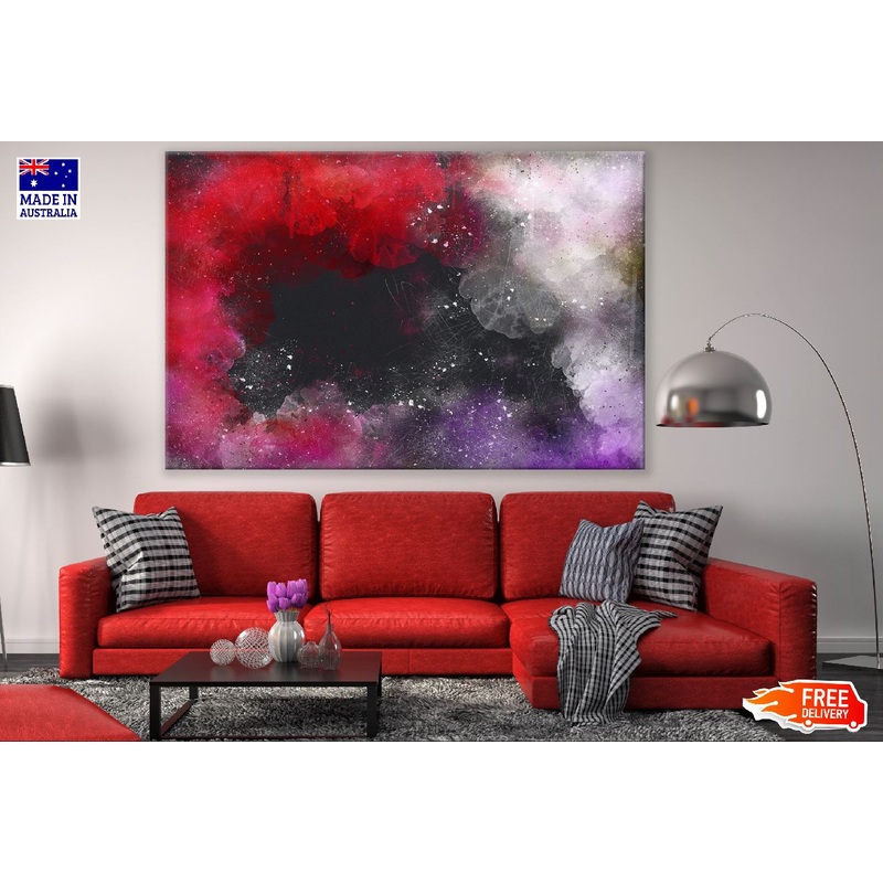 Purple Red & Grey Smoke Abstract Design Print 100% Australian Made