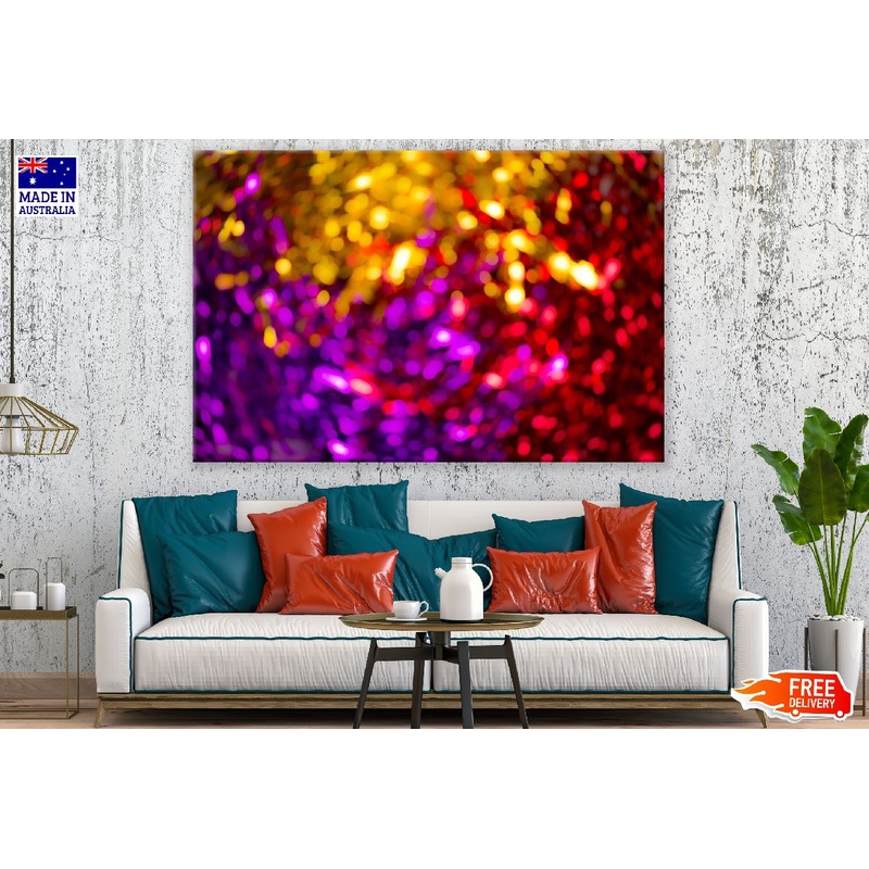 Purple Red & Yellow Lights Abstract Design Print 100% Australian Made