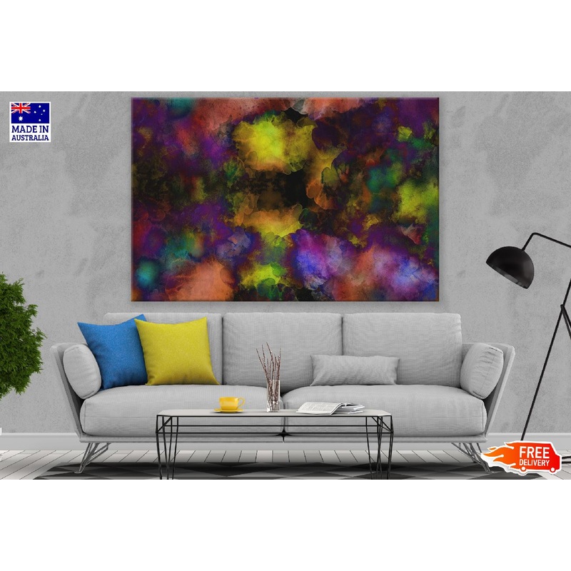 Purple Yellow & Black Abstract Design Print 100% Australian Made