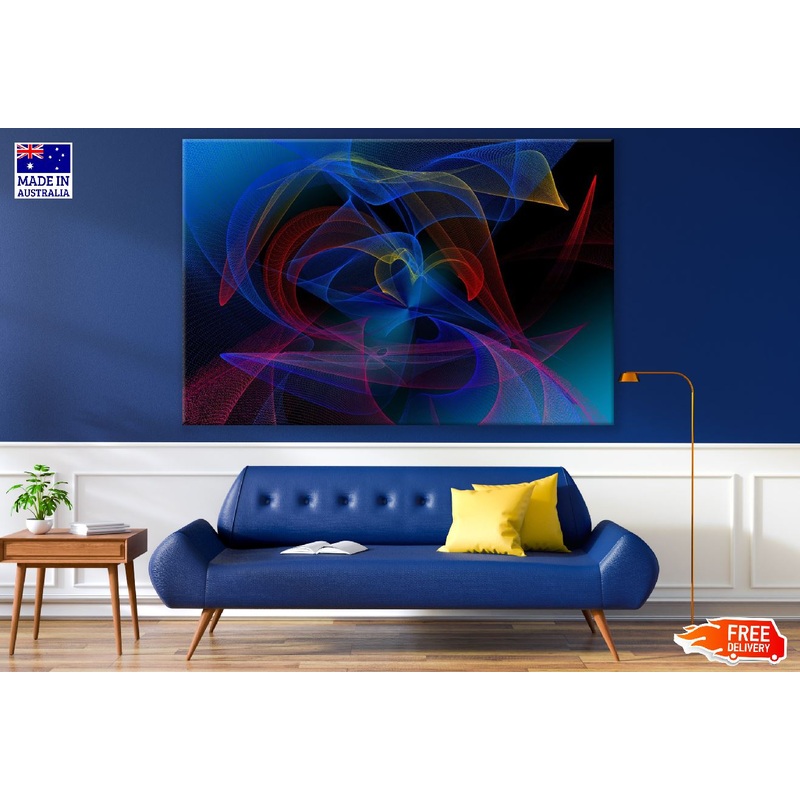 Red Blue & Yellow Digital Abstract Design Print 100% Australian Made