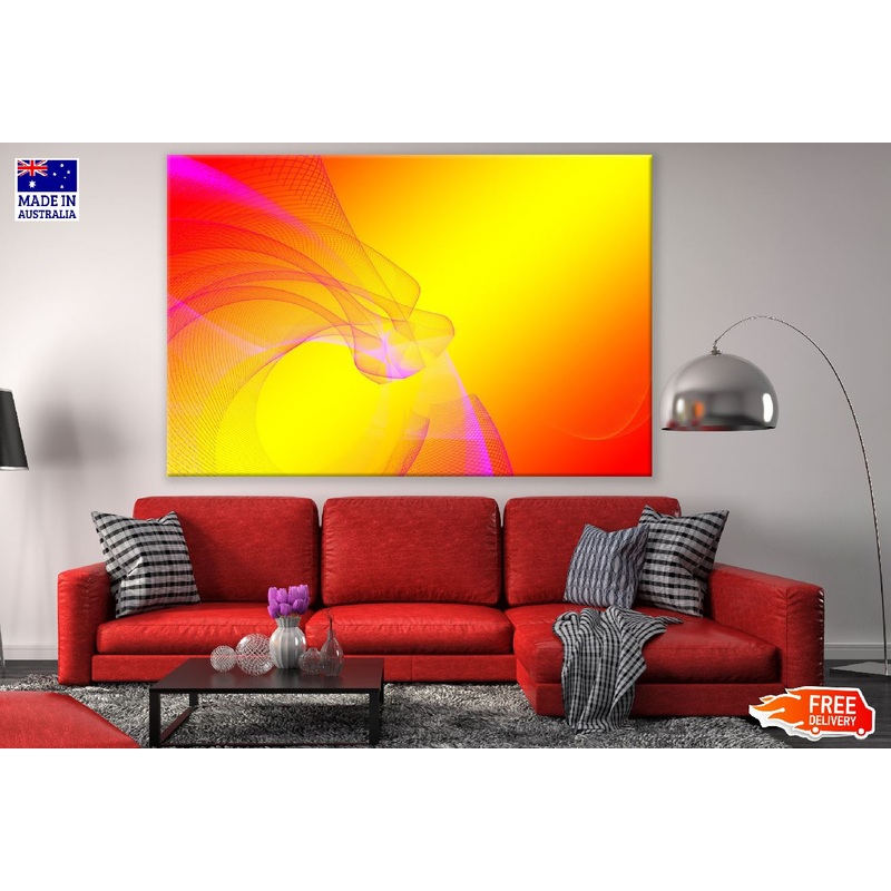 Red Digital Lines & Yellow Abstract Design Print 100% Australian Made