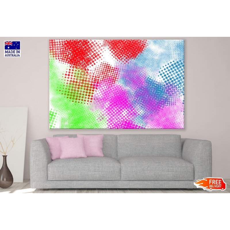 Red Green & Pink Color Spots Abstract Design Print 100% Australian Made