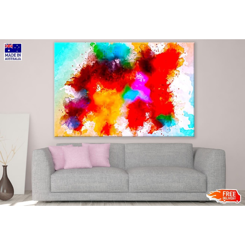 Red Orange & Blue Color Spots Abstract Design Print 100% Australian Made