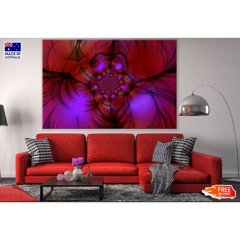 Red & Purple Dark Wave Abstract Design Print 100% Australian Made