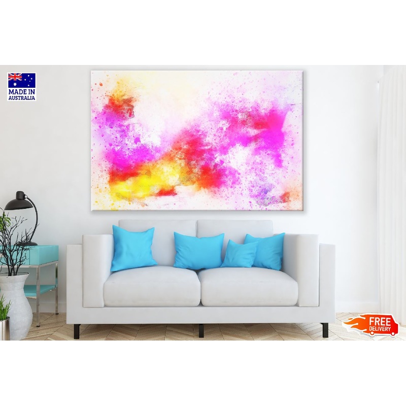 Red Yellow & Pink Color Splash Abstract Design Print 100% Australian Made