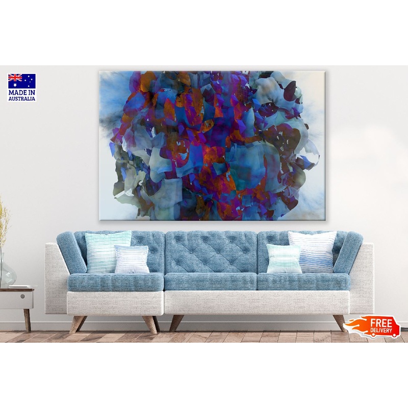 White Blue & Red 3D Abstract Design Print 100% Australian Made