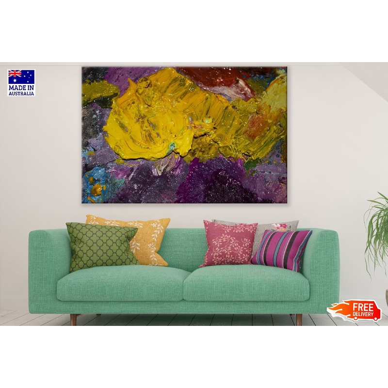 Yellow Gold Paint Mix Abstract Design Print 100% Australian Made