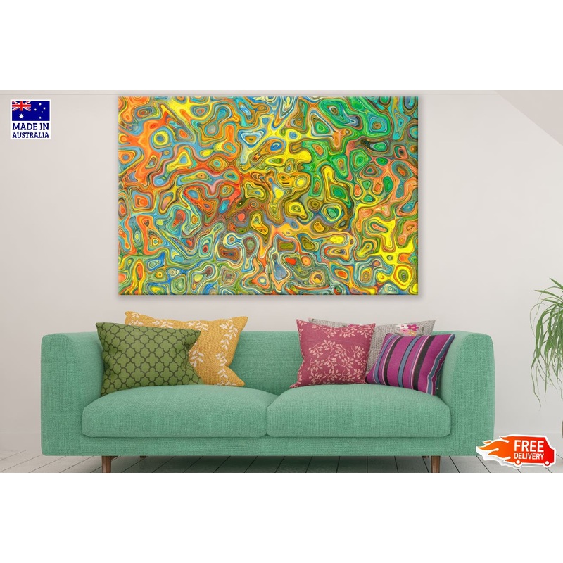 Yellow Green Pattern Abstract Design Print 100% Australian Made