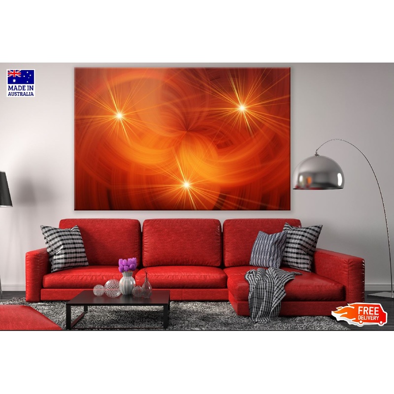 Yellow Lights & Orange Color Abstract Design Print 100% Australian Made