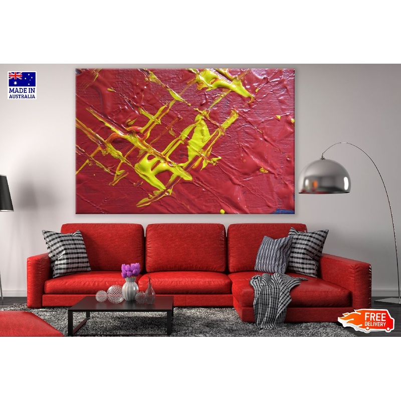 Yellow & Red Paint Abstract Design Print 100% Australian Made