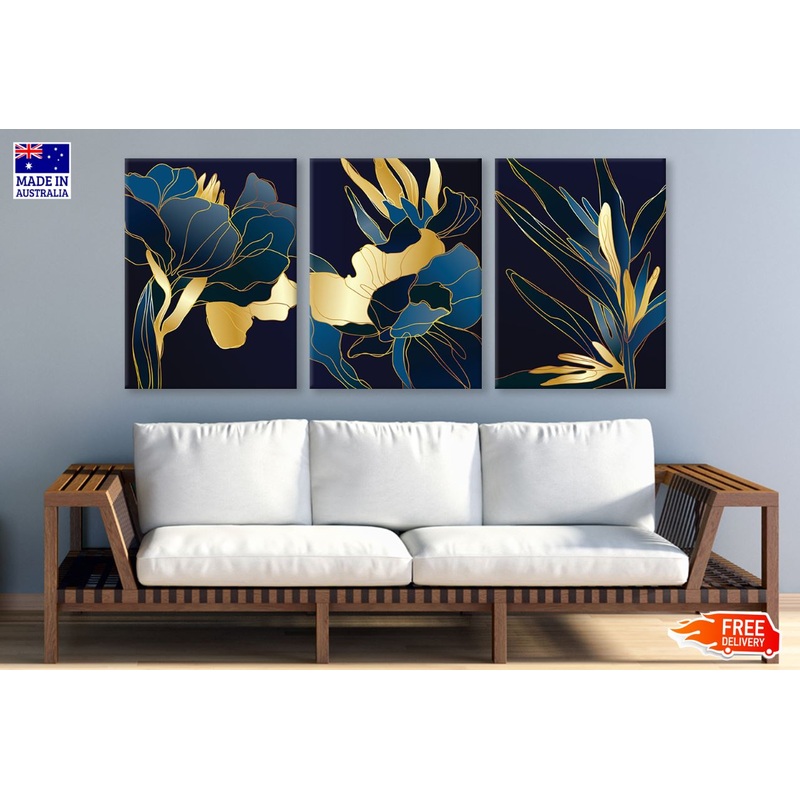 3 Set of Abstract Floral Design High Quality Print 100% Australian Made Wall Canvas Ready to Hang