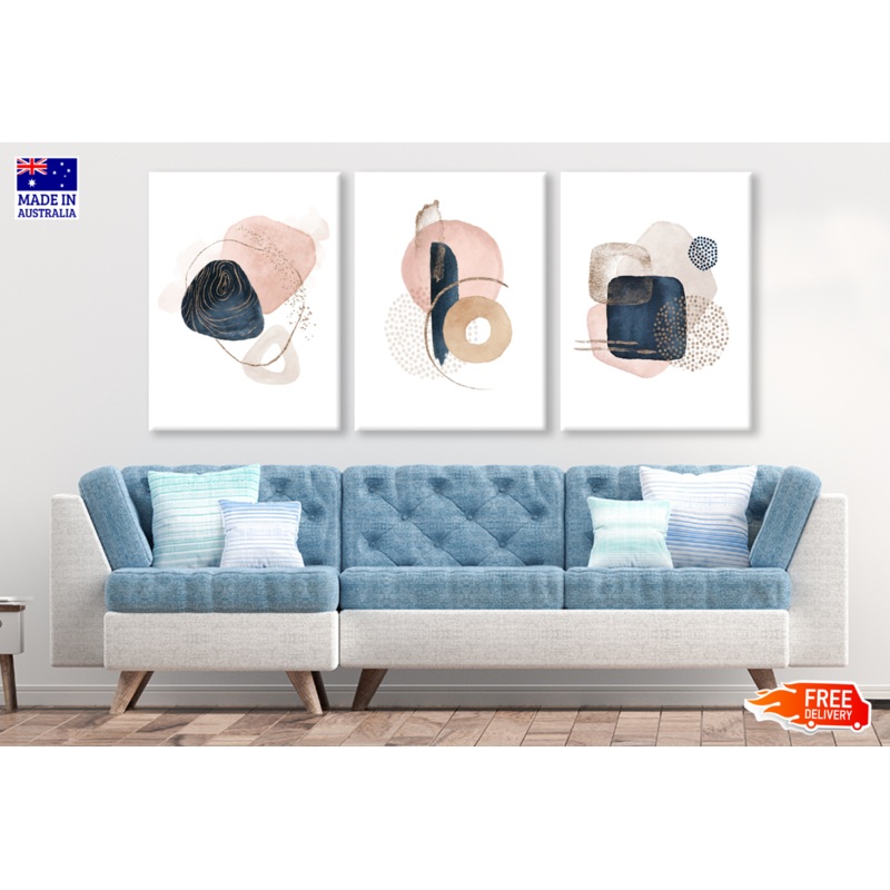 3 Set of Abstract  Shapes Design High Quality print 100% Australian made wall Canvas ready to hang