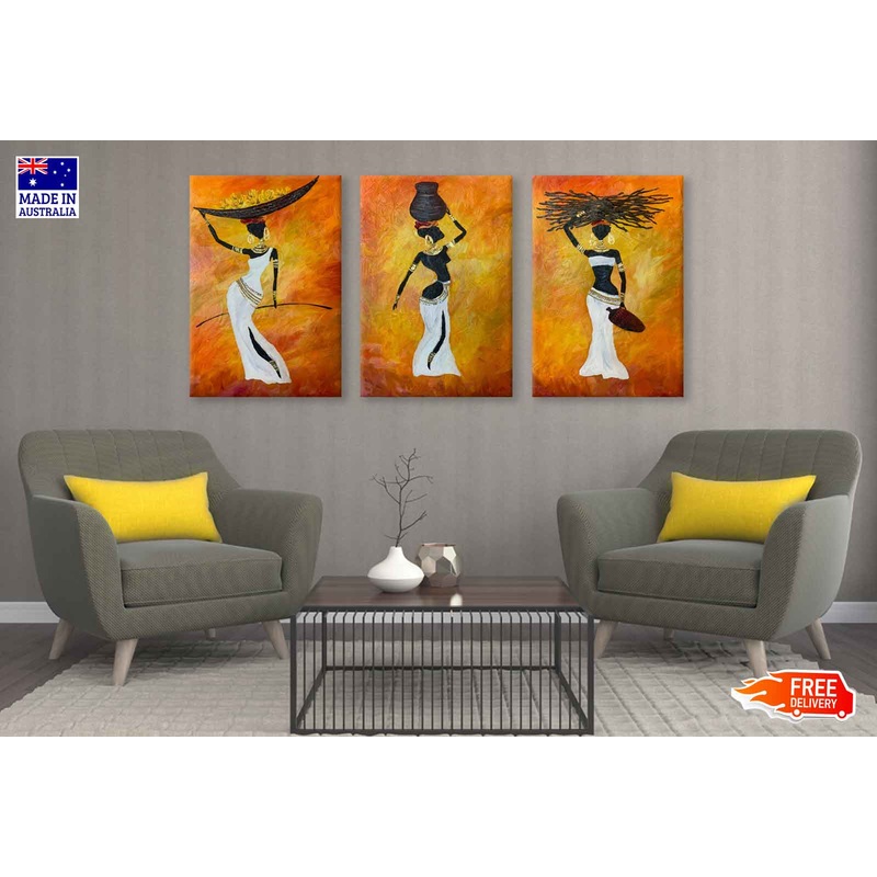 3 Set of African Woman Painting High Quality Print 100% Australian Made Wall Canvas Ready to Hang