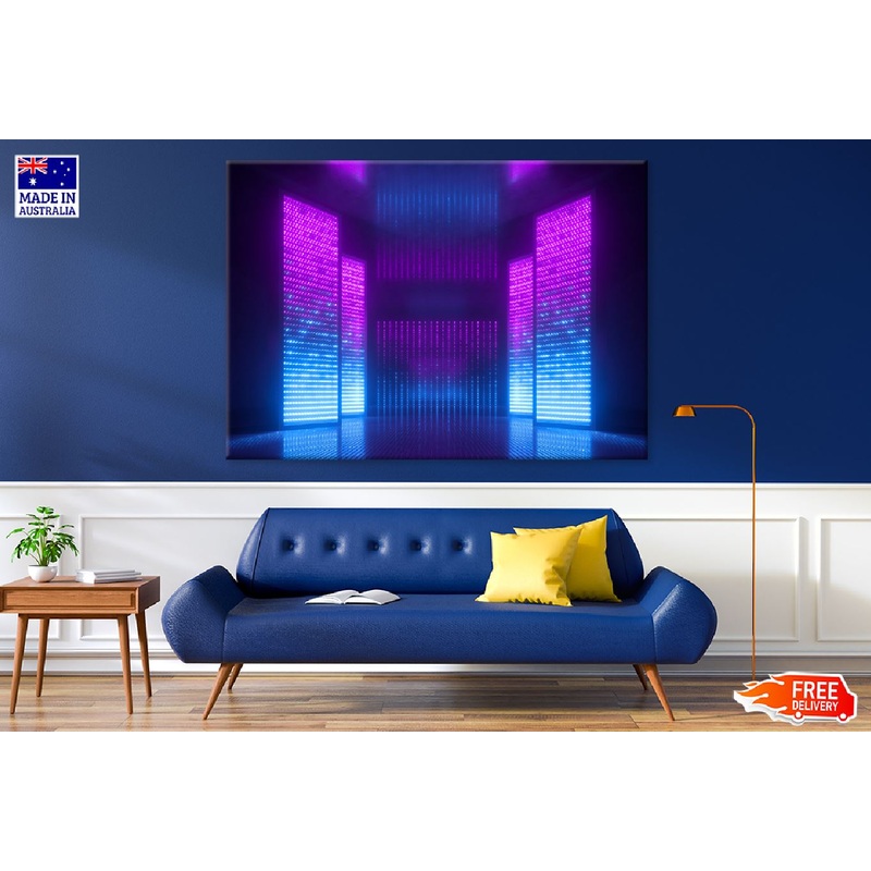 3D Blue Pink Violet Neon Abstract Print 100% Australian Made