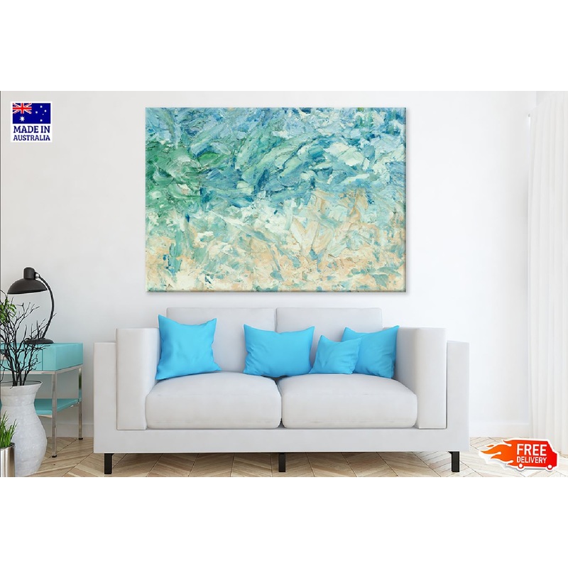 Abstract Blue Green Oil Painting Print 100% Australian Made
