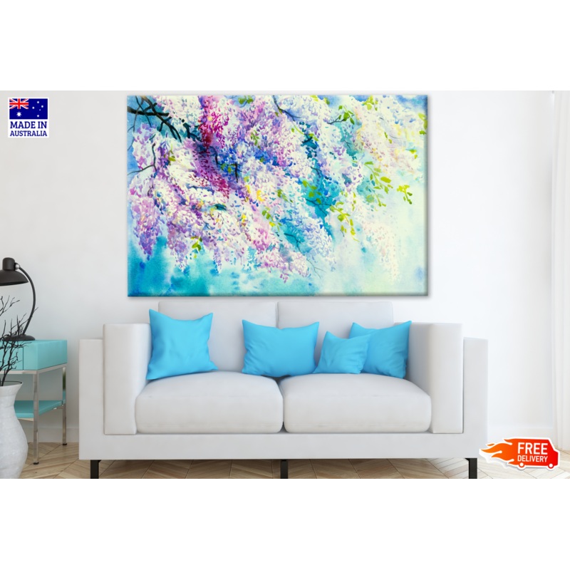 Abstract Watercolour Wisteria Flower Trees Painting Print 100% Australian Made