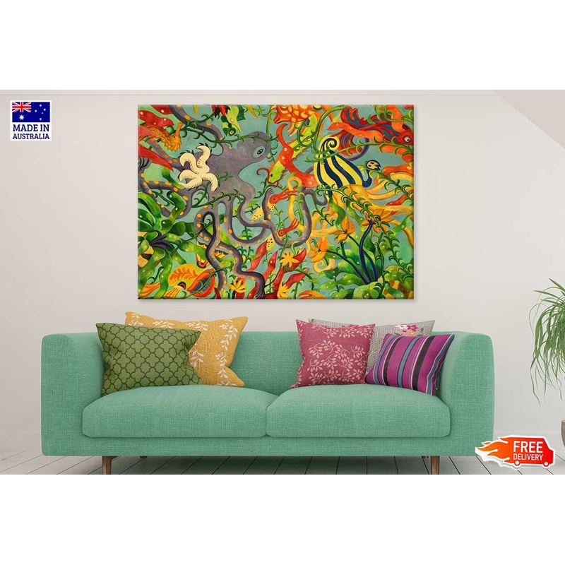 Animals & Flowers Art Abstract Design Print 100% Australian Made
