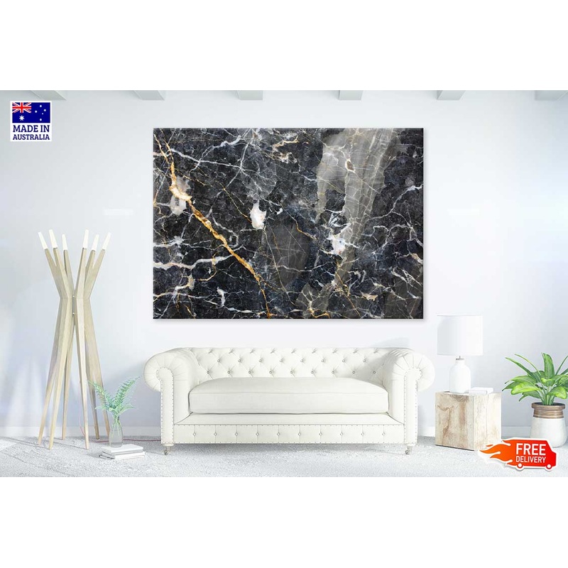 Black Gold Abstract Marble Design Print 100% Australian Made