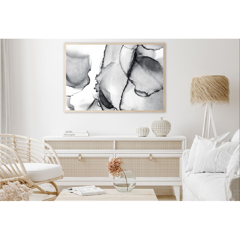 Black Metallic Ink Fluid Abstract Design Home Decor Premium Quality Poster Print Choose Your Sizes