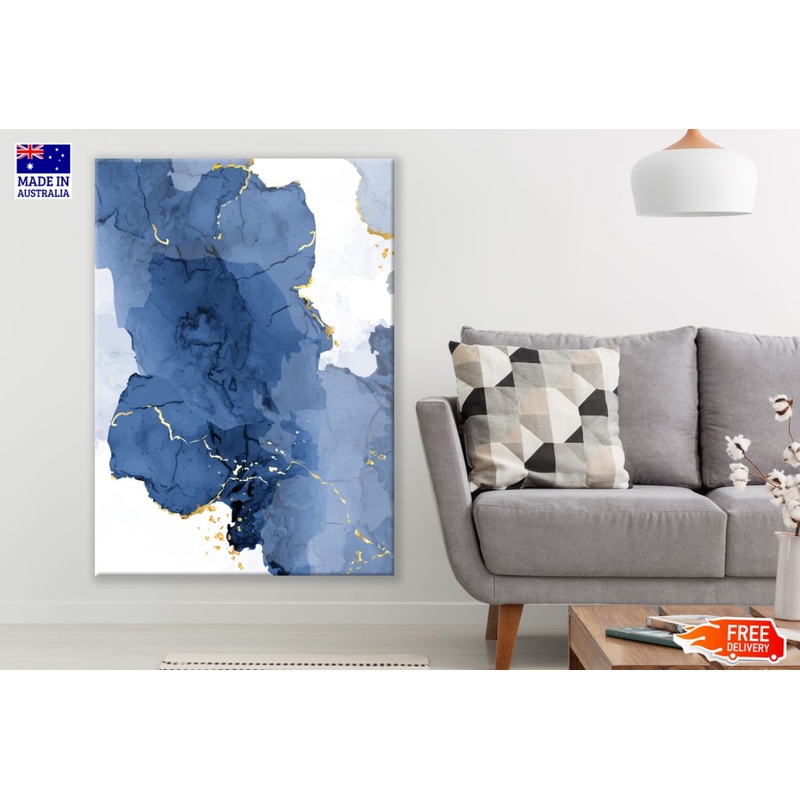 Blue & Gold Abstract Design  Print 100% Australian Made