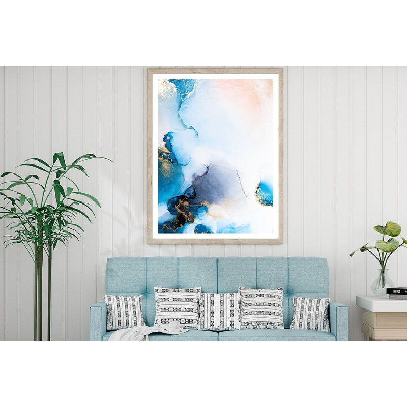 Blue & Gold Liquid Abstract Design Home Decor Premium Quality Poster Print Choose Your Sizes
