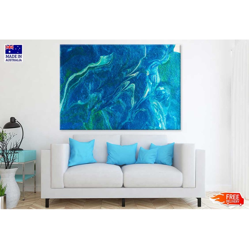 Blue Green Wall Abstract Painting Print 100% Australian Made
