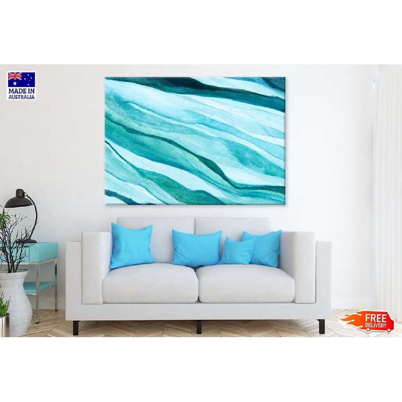 Blue Green Watercolor Abstract Design Print 100% Australian Made
