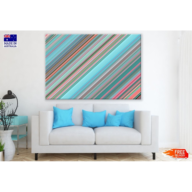 Blue Pink Digital Lines Abstract Design Print 100% Australian Made