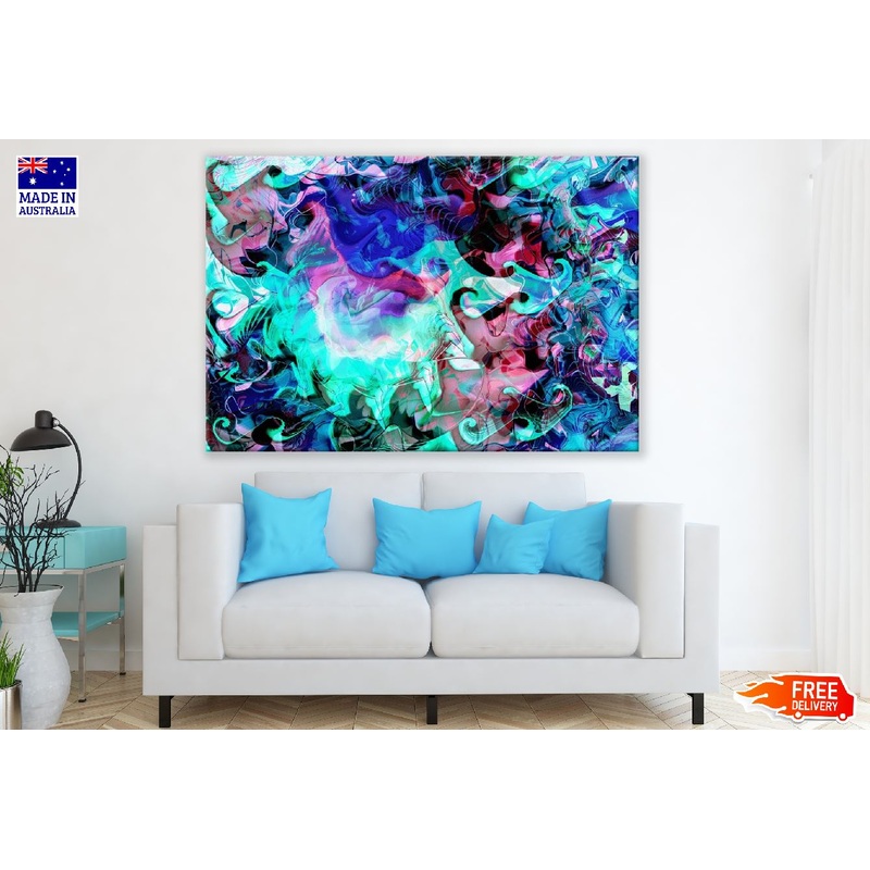 Blue Pink & Green Trippy Abstract Design Print 100% Australian Made
