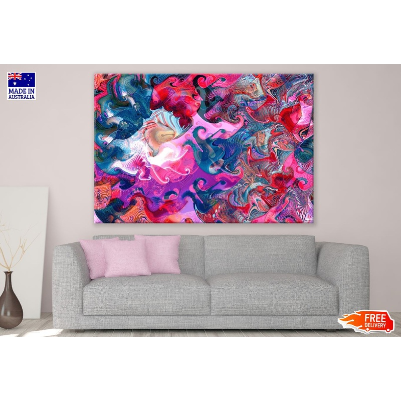 Blue Pink & Red Trippy Abstract Design Print 100% Australian Made