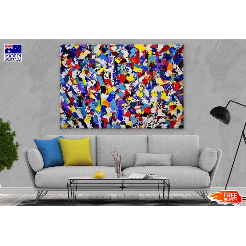 Blue Red & Yellow Paint Abstract Design Print 100% Australian Made