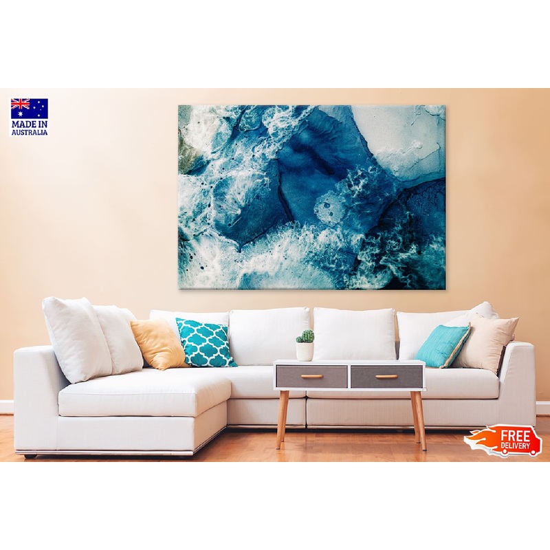 Blue Water Ink Abstract Design Print 100% Australian Made