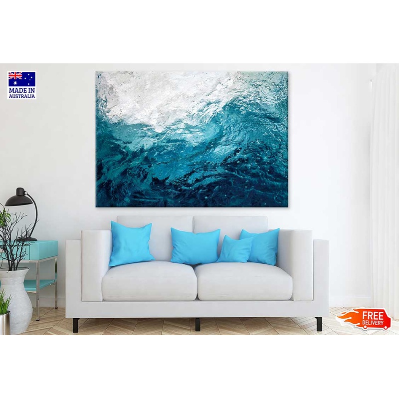 Blue White Paint Abstract Design Print 100% Australian Made