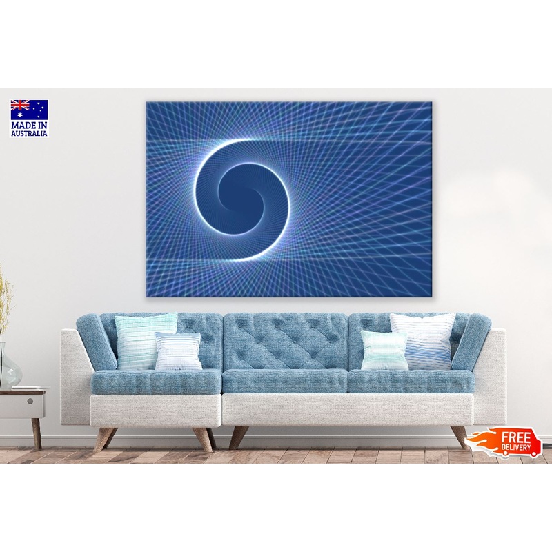 Blue White Spiral Abstract Design Print 100% Australian Made