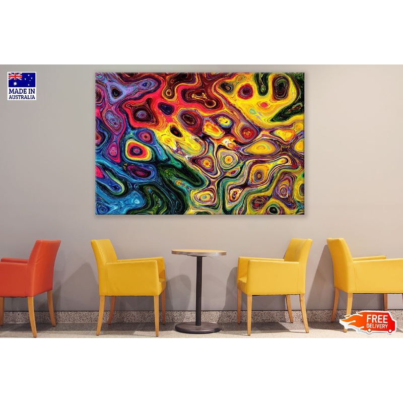Blue Yellow & Red Abstract Design Print 100% Australian Made