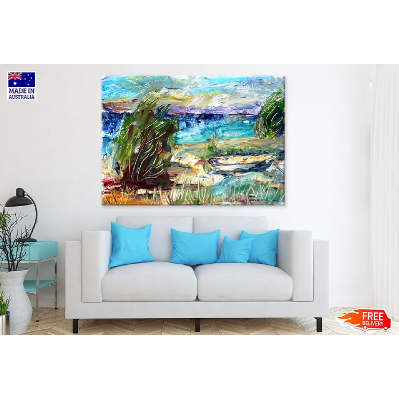 Coastal Nature Abstract Oil Painting Print 100% Australian Made