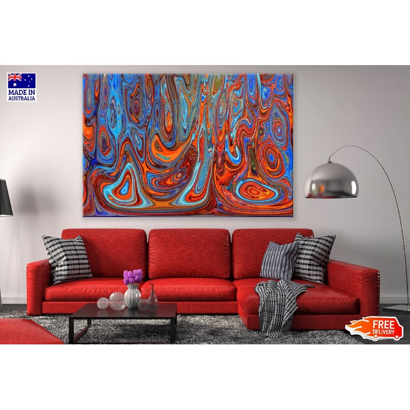 Orange & Blue Pattern Abstract Design Print 100% Australian Made