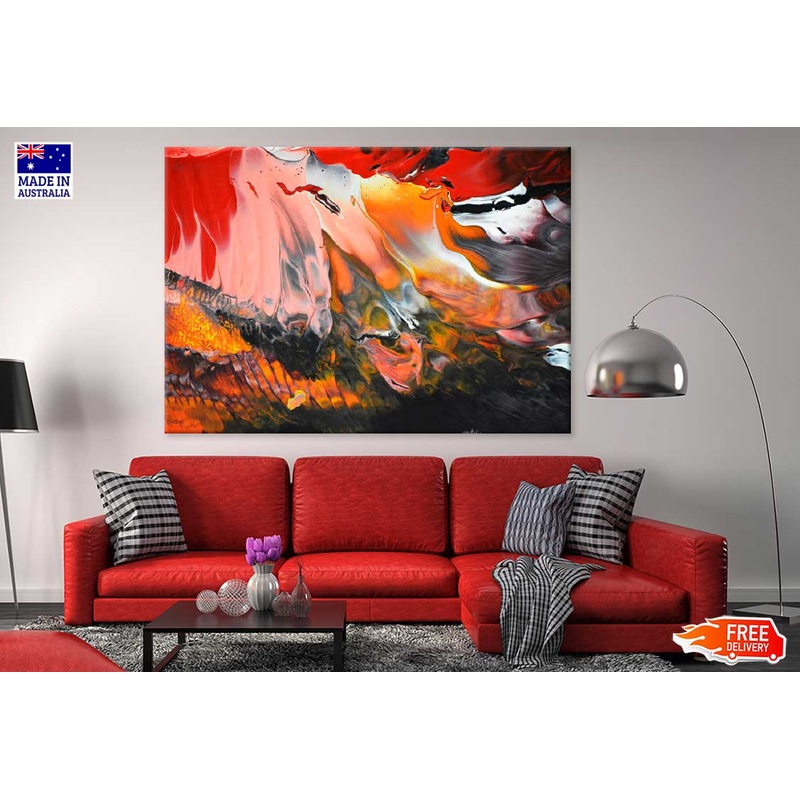 Orange Red & Black Abstract Design Print 100% Australian Made
