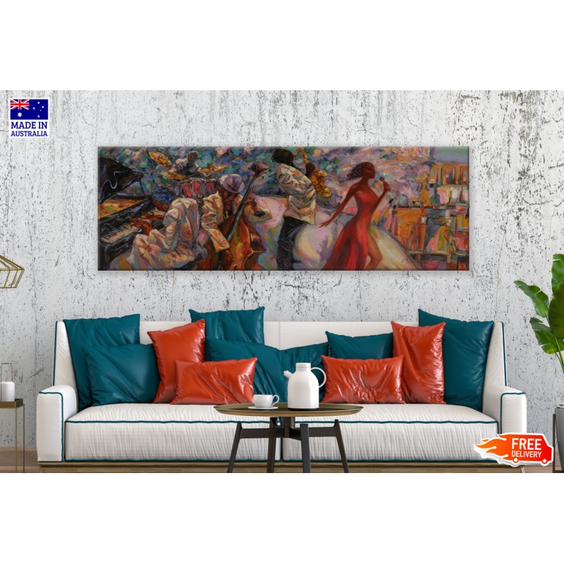 Panoramic Canvas Jazz Club Graffiti Painting High Quality 100% Australian made wall Canvas Print ready to hang